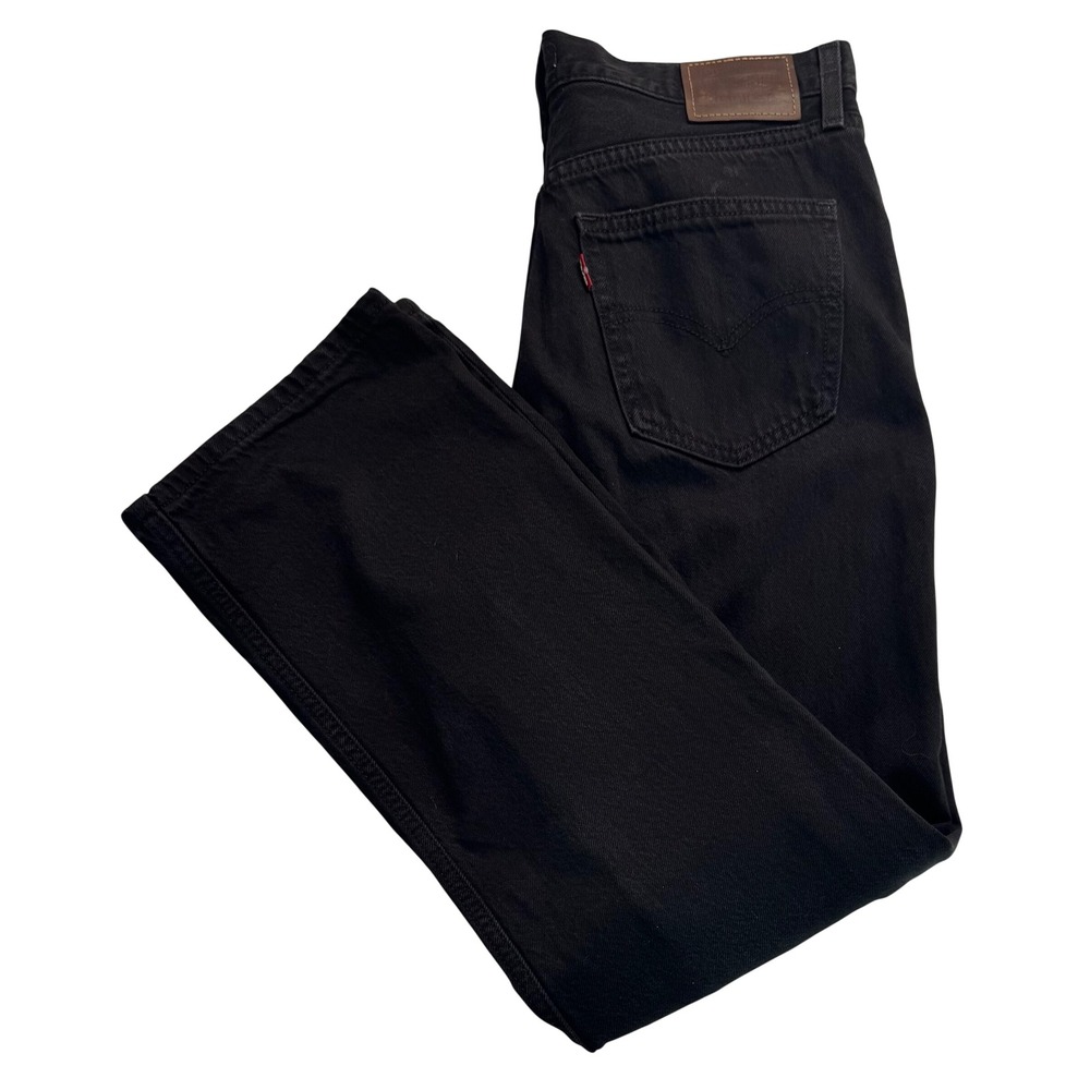Levis Premium Loose Straight Jeans Black High Rise Denim 27 Women